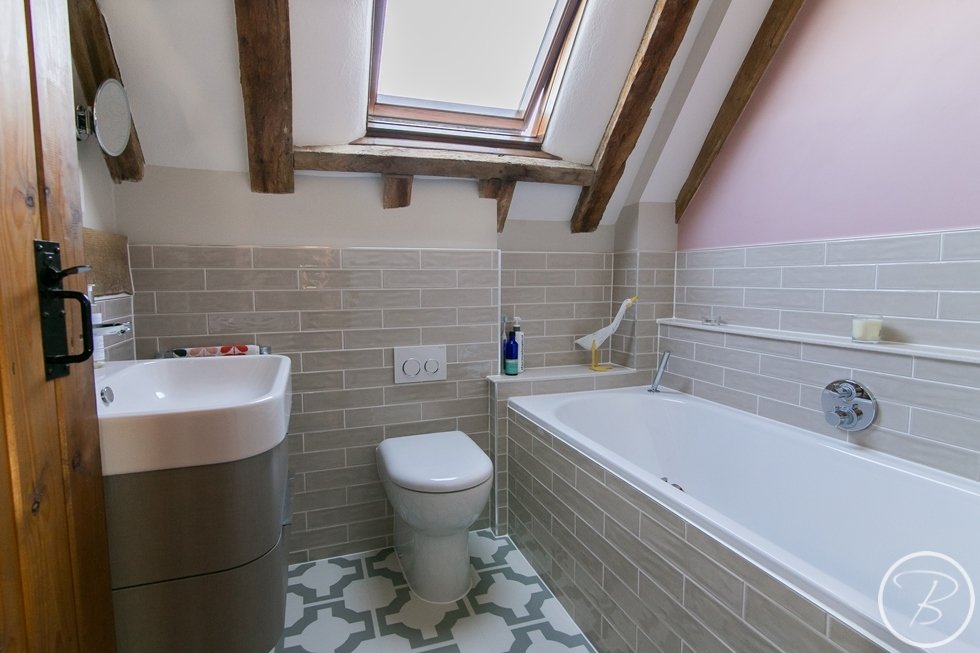 Bathroom with Beams