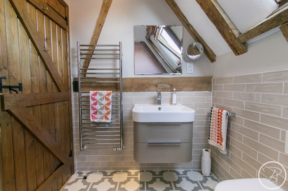 Bathroom with Beams
