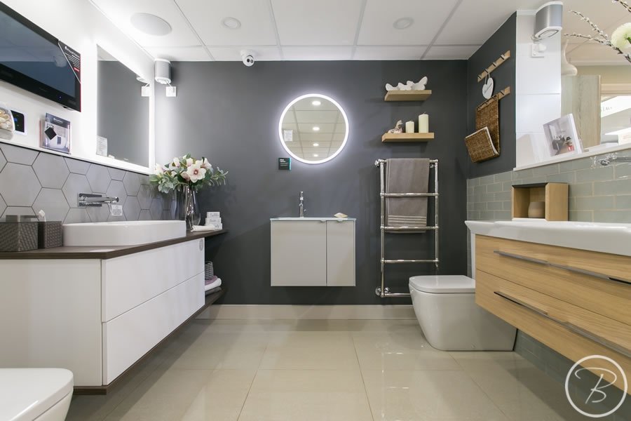 Baytree Bathrooms Showroom in Suffolk - designer bathroom mirrors and displays