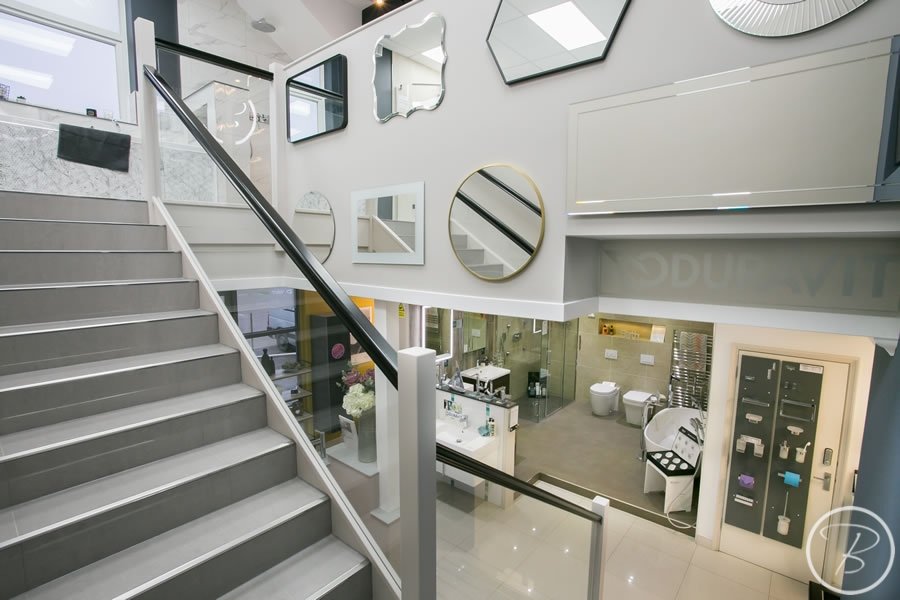 Baytree Bathrooms Showroom in Suffolk - two floors of bathroom displays
