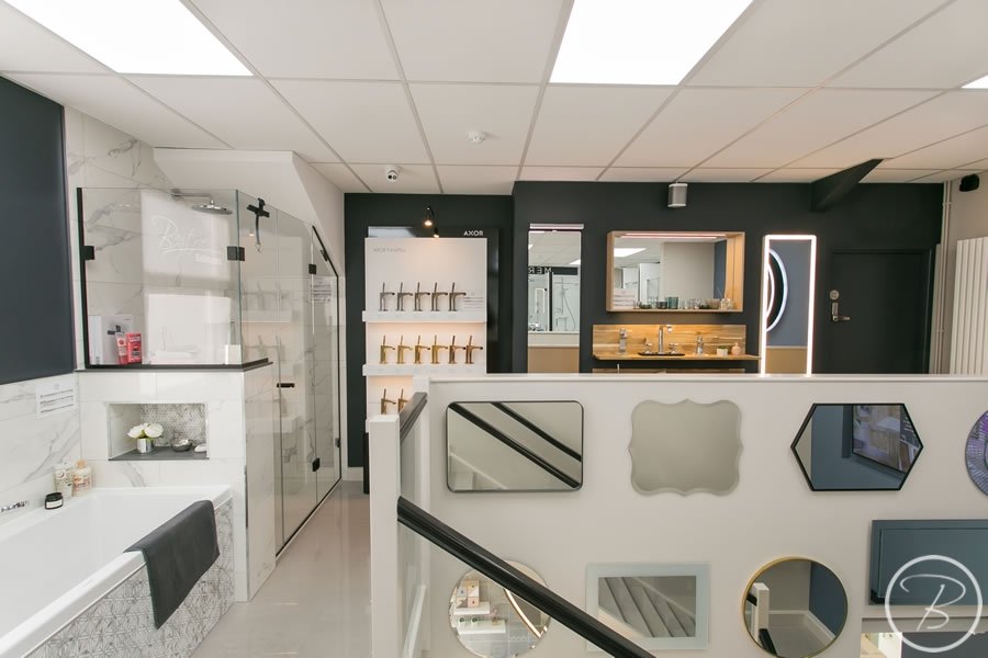Baytree Bathrooms Showroom in Suffolk - bath and shower, taps and mirrors displays