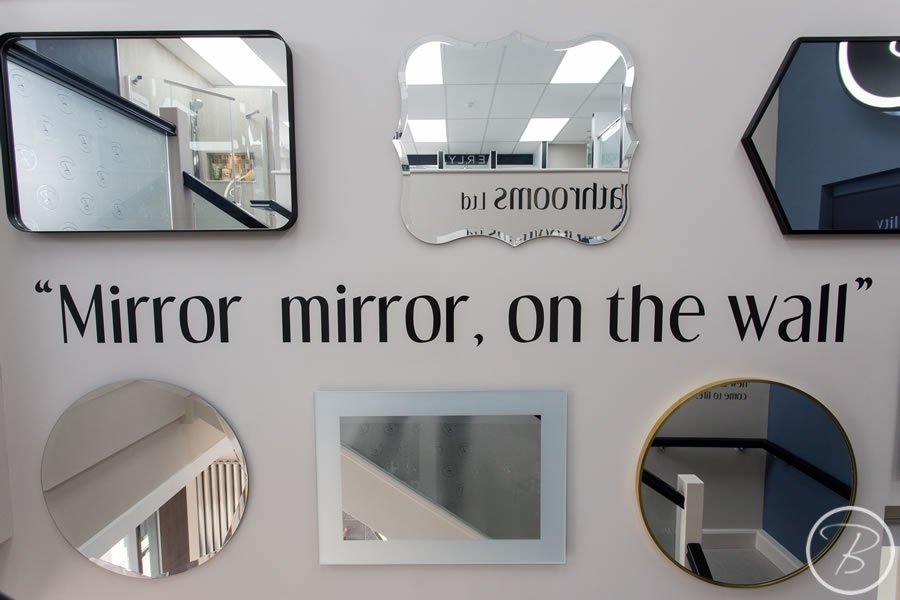 Baytree Bathrooms Showroom in Suffolk - upstairs bathroom showroom mirrors