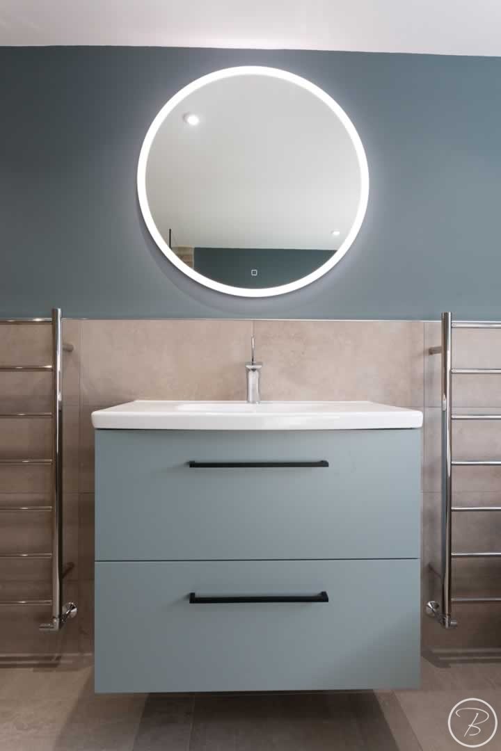 Mirror and sink at Bathroom in Old Newton by Baytree Bathrooms