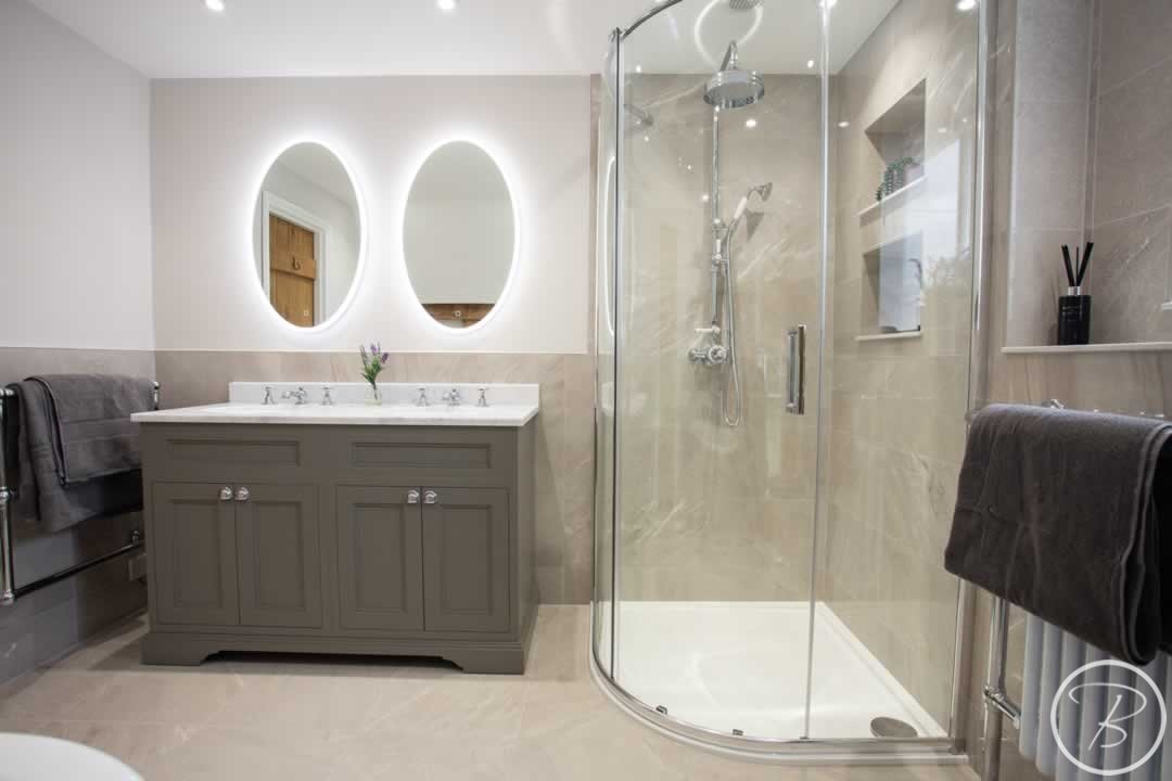 Shower enclosure at Bathroom in Great Ashfield by Baytree Bathrooms