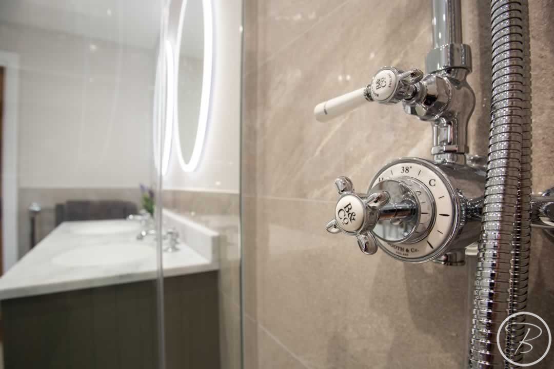 Shower controls at Bathroom in Great Ashfield by Baytree Bathrooms