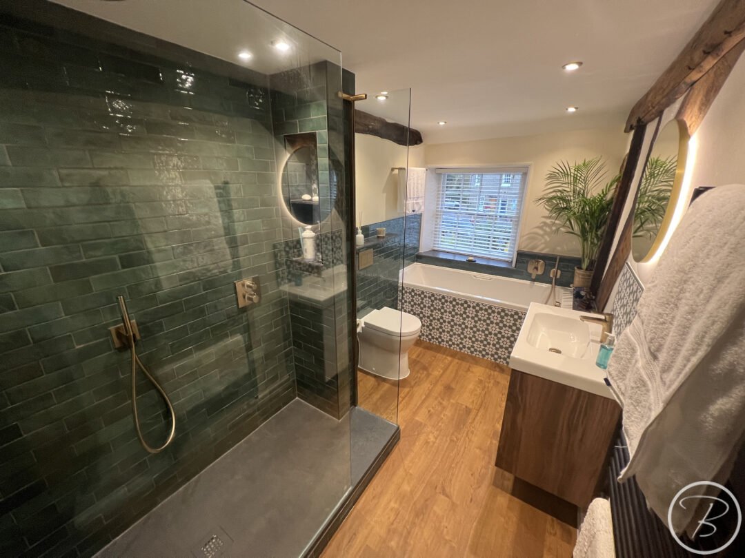 landscape full view of bathroom and tiles